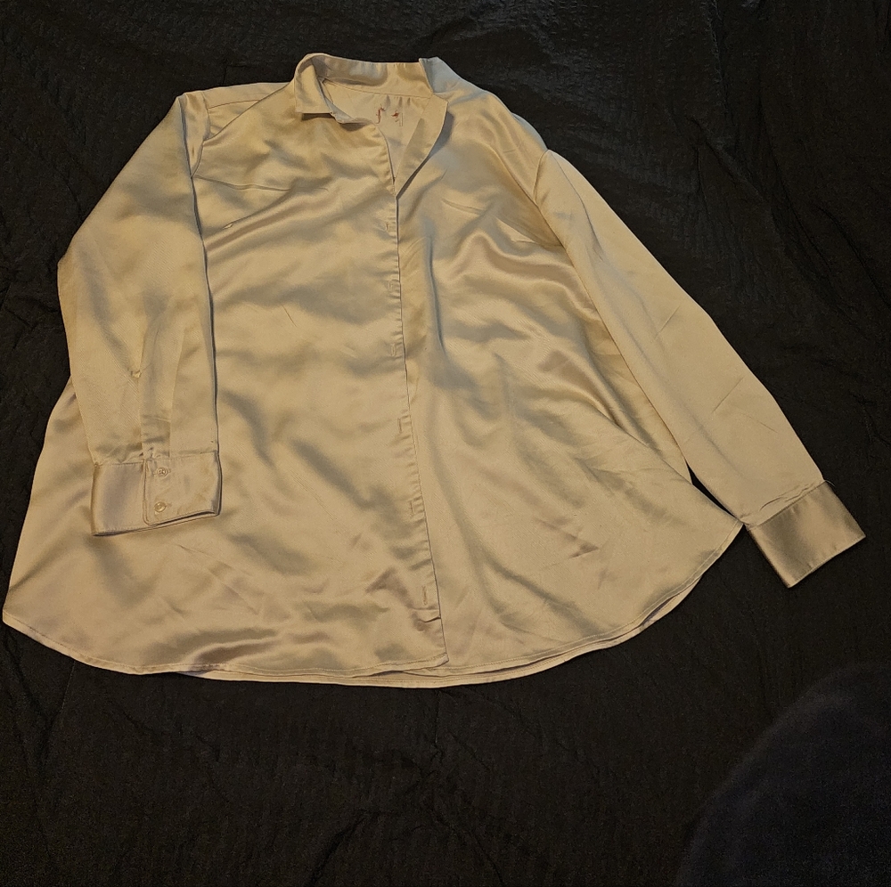 White silk button up shirt